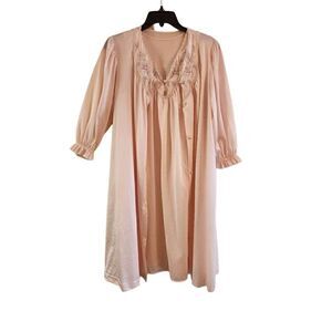 Vintage Lorraine nightgown and robe size small peach pink Rev2 Chemise